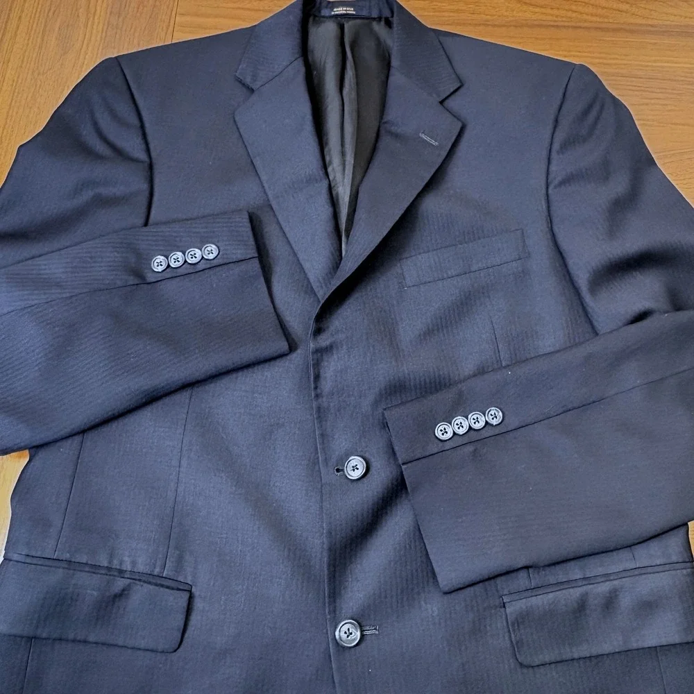 Hart Schaffner Marx Blazer Mens 42R Navy Blue Gold Trumpeter Nordstrom Old Money